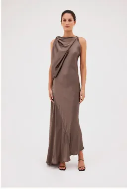 Bianca Spender Bronze Silk Roma Gown Size AU 12 for rent on The Volte - image 1