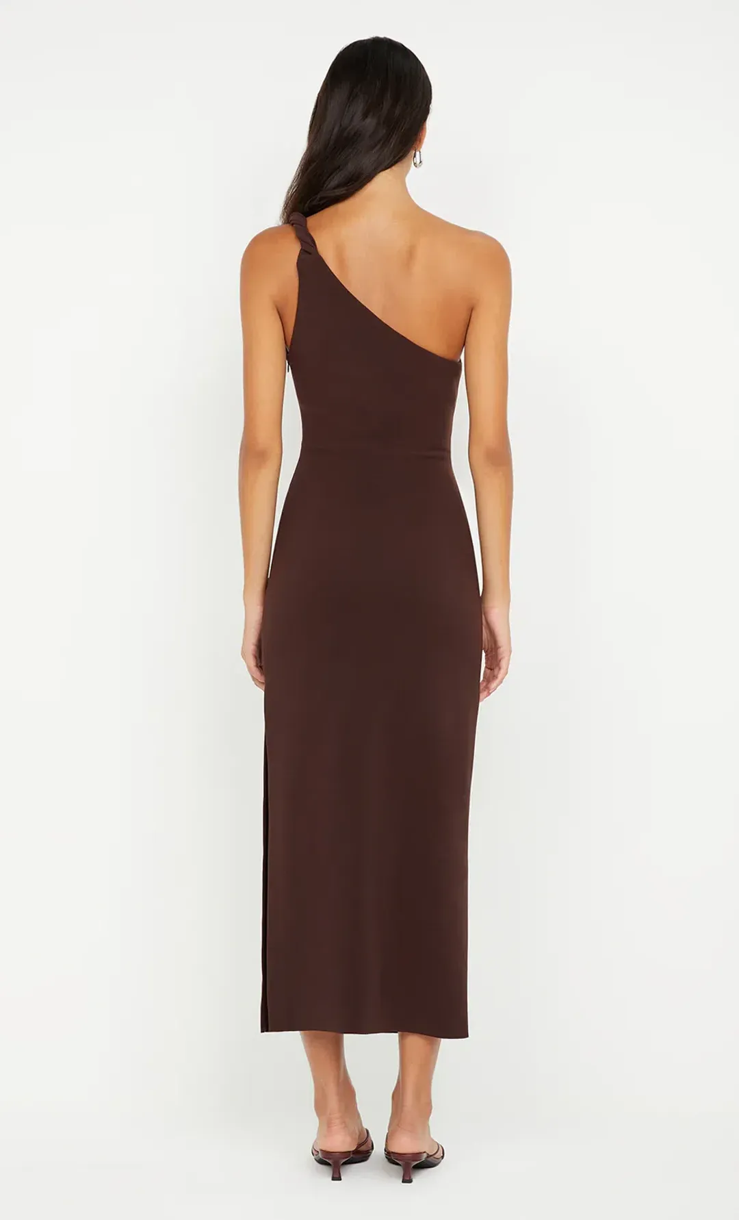 Bec & Bridge Ariven Asym Midi Dress Dark Chocolate Size 12 for rent on The Volte - main image