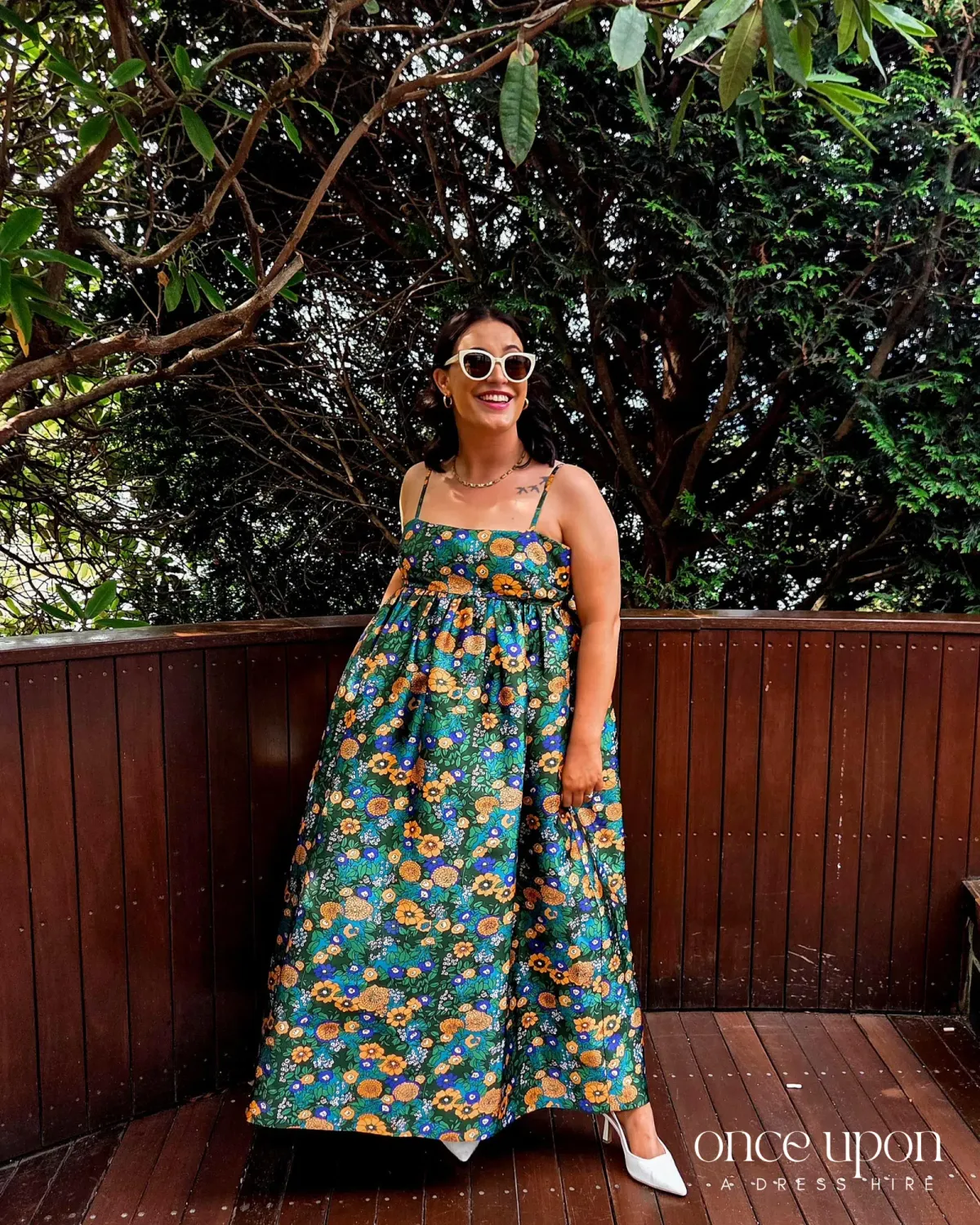 Alemais Carmine Printed Open Back Midi Dress Green Floral Multi Size 12 for rent on The Volte - main image