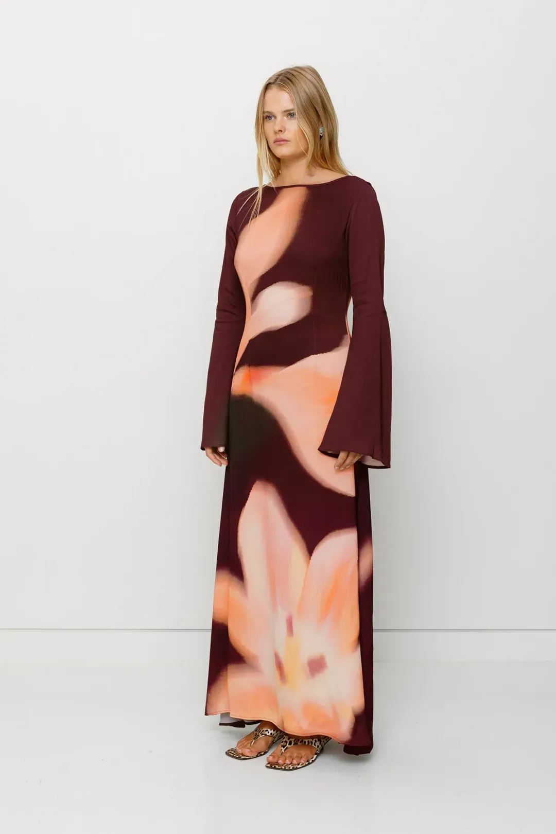 The Wolf Gang Leona Maxi Dress / Cocoa Flower Size 8 for rent on The Volte - main image