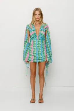 The Wolf Gang Zoya Mini Dress Tie Dye Stripe Size AU 8 for rent on The Volte - image 1
