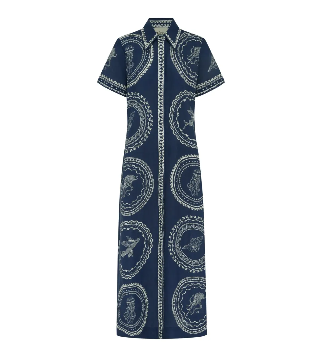Alemais Oceane Linen Shirtdress in Navy Size AU 12 for rent on The Volte - main image