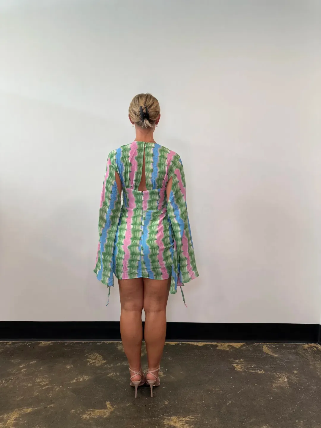 The Wolf Gang Zoya Mini Dress Tie Dye Stripe Size 12 for rent on The Volte - main image