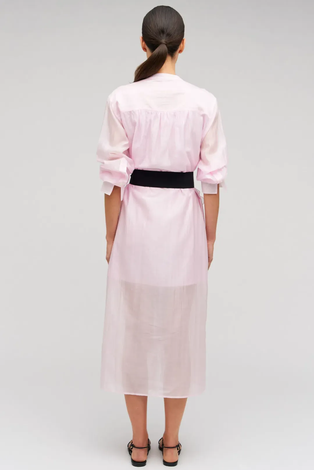 Oroton Scallop Lace Shirt Midi Long Sleeve Dress Pink Rose Size AU 16 for rent on The Volte - main image