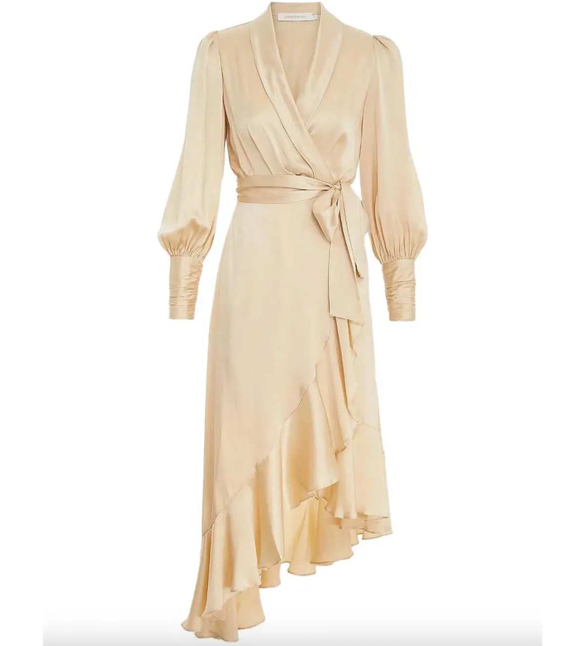 Zimmermann Silk Wrap Midi Dress Beige Size 3/AU 14 for rent on The Volte - main image