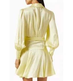 Zimmermann Silk Wrap Mini Dress in  Lemon Size 3/ AU 14 for rent on The Volte - image 3