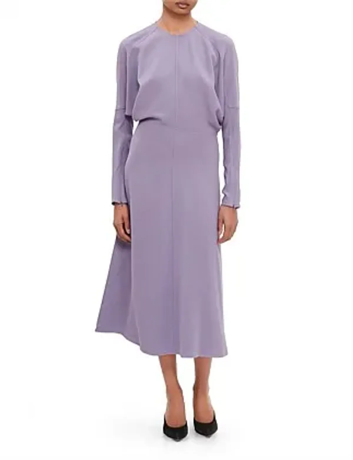 Victoria Beckham Dolman Midi Dress with Blouson Bodice Purple Size 16 for rent on The Volte - main image