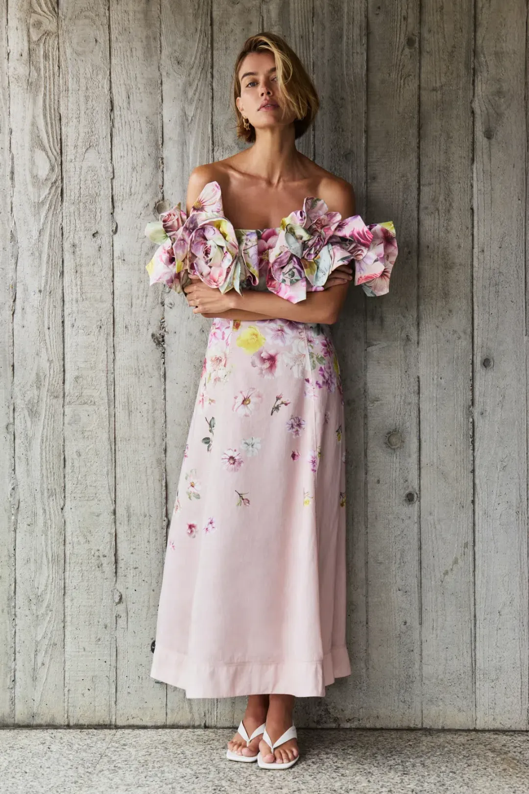 Aje Misha Maxi Dress Floral Pink Size 6 for rent on The Volte - main image