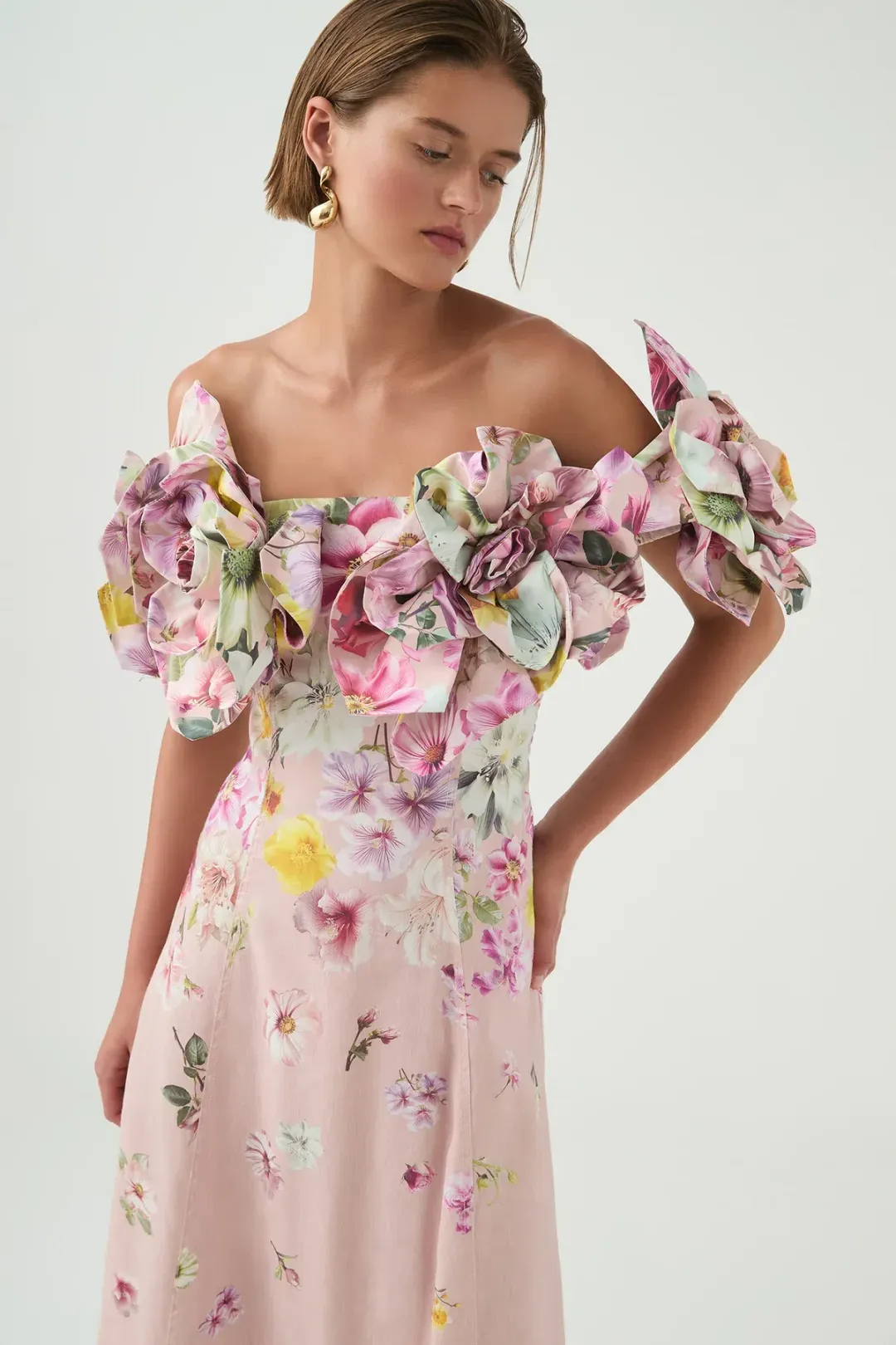 Aje Misha Maxi Dress Floral Pink Size 6 for rent on The Volte - main image