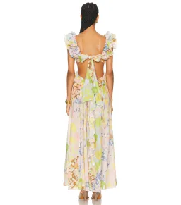 Zimmermann Pop Ruffle Sleeve Midi Dress in Patch Floral Size 0 / AU 8 for rent on The Volte - image 3