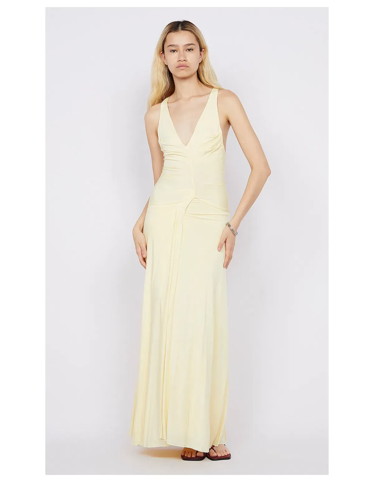 Bec & Bridge Greta Gown Maxi Dress in  Butter Size AU 6 for rent on The Volte - main image