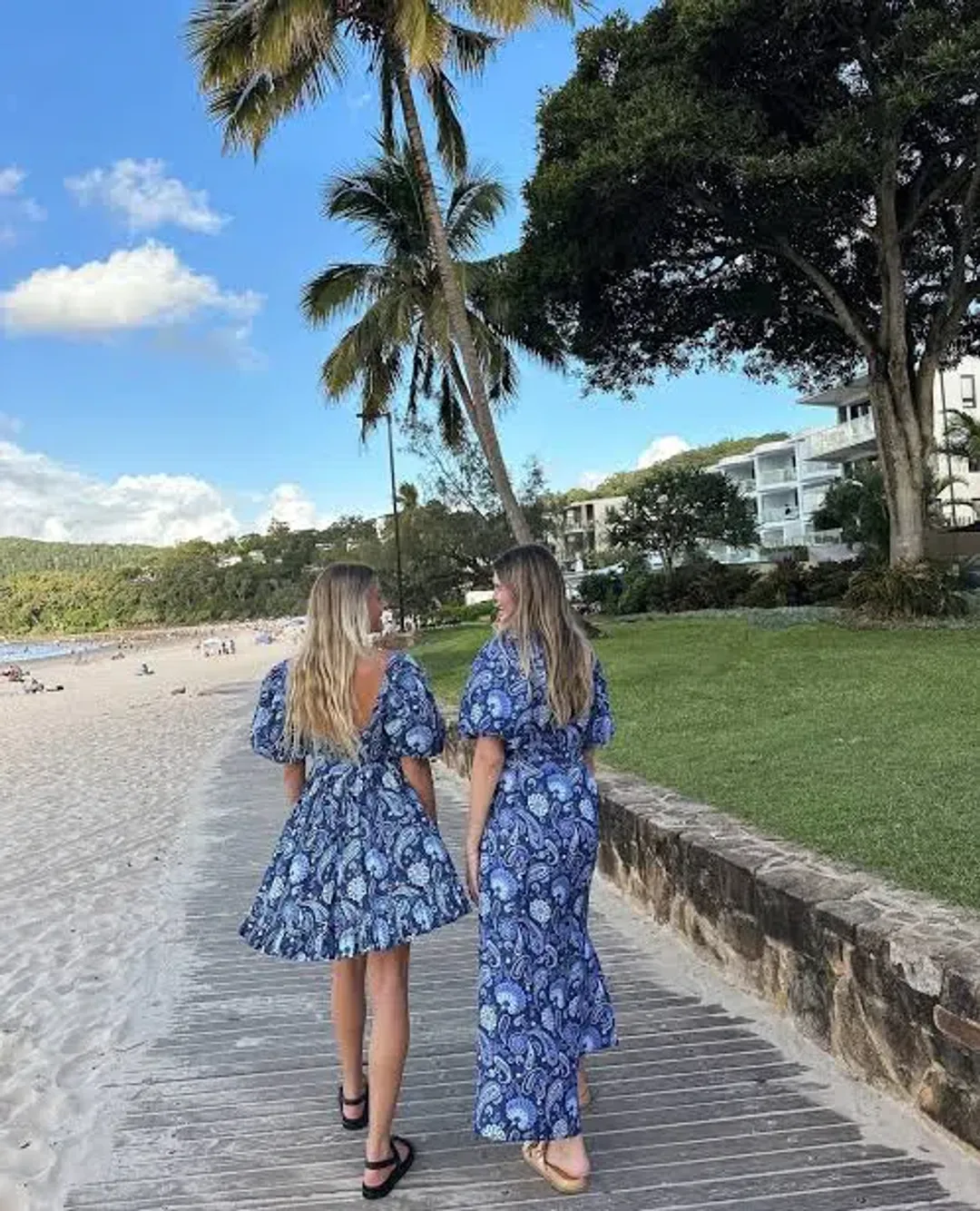 Palm Noosa Carla Dress Blue Paisley Size AU 8 for rent on The Volte - main image