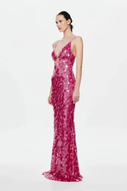 MISHA The Sapphire Sequin Maxi Dress Fuchsia Size 6/XS for rent on The Volte - image 2