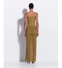 Alex Perry Strapless Longline Column in Stretch Mesh Maxi Dress Khaki Size AU 10 for rent on The Volte - image 6