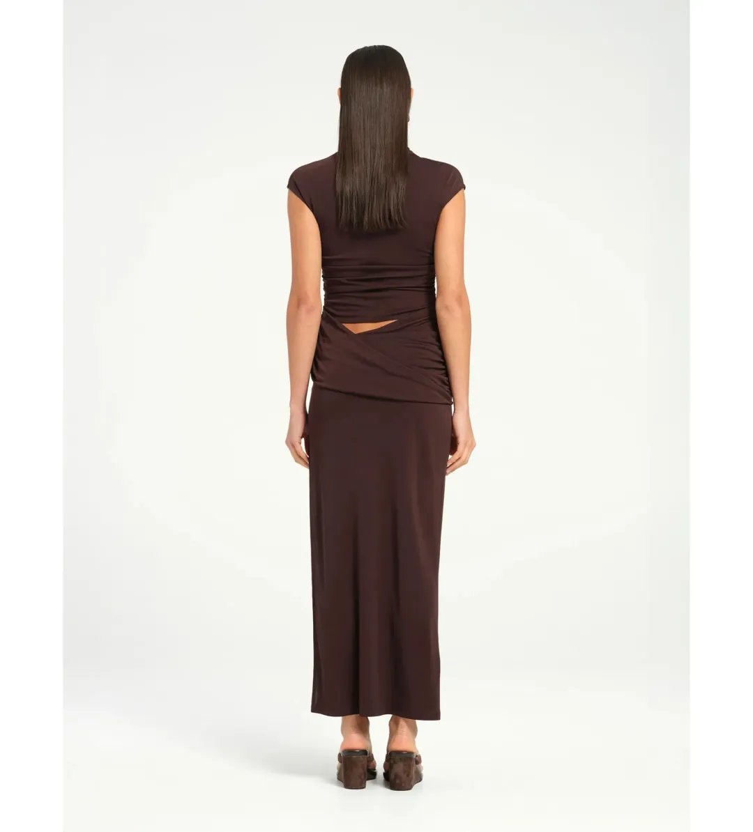 BENNI Royce Maxi Dress Chocolate Size AU 12 for rent on The Volte - main image