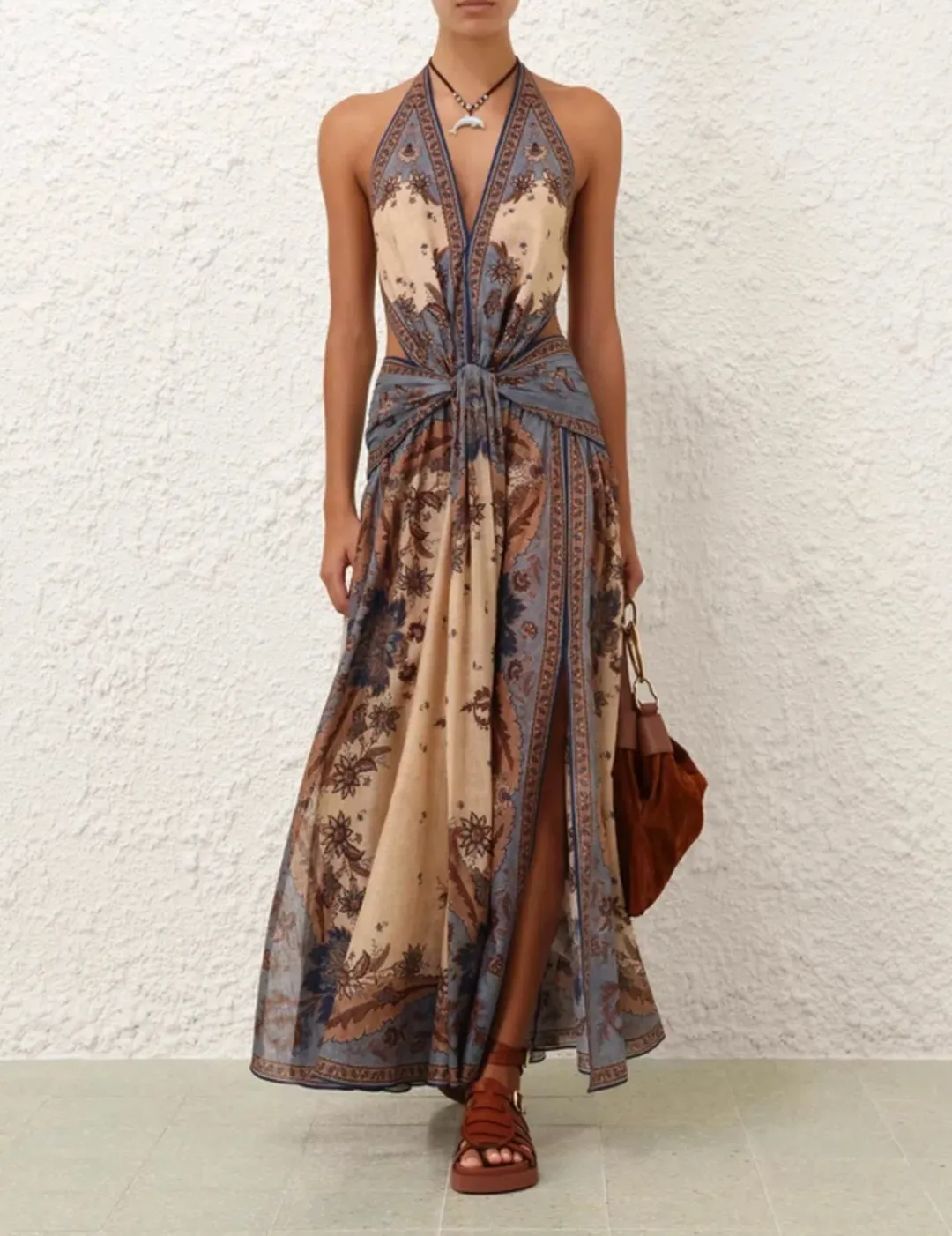 Zimmermann Ascension Plunge Halter Maxi Dress Size 0 / AU 8 for rent on The Volte - main image