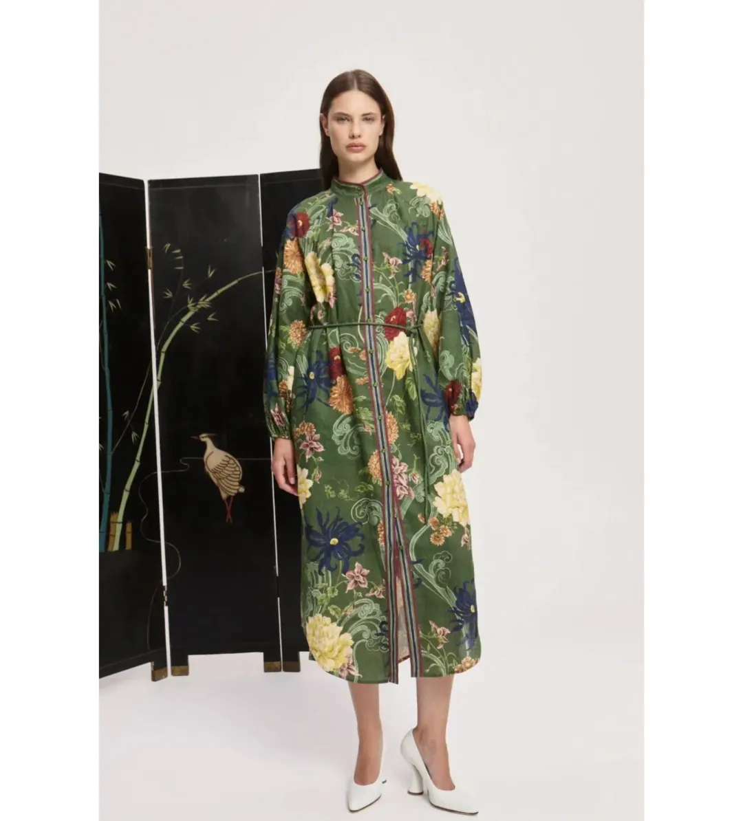 Alemais Avery Shirt Midi Dress Multi Print Size 14 for rent on The Volte - main image