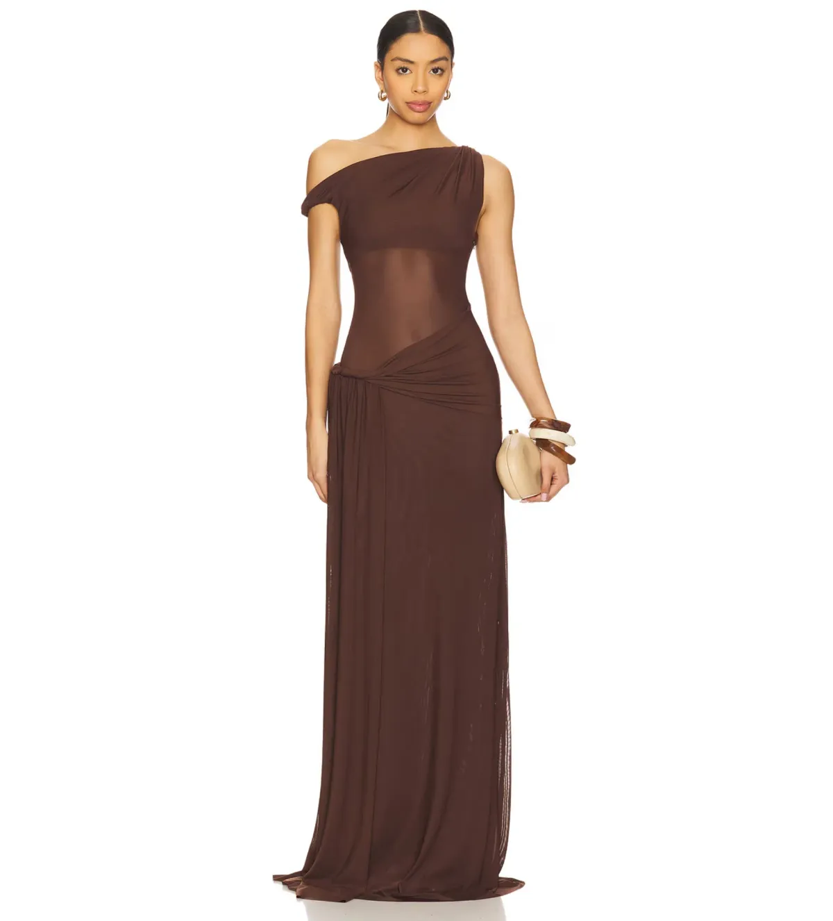 Misha Sisal Maxi Dress in Espresso Brown Size 6/XS for rent on The Volte - main image
