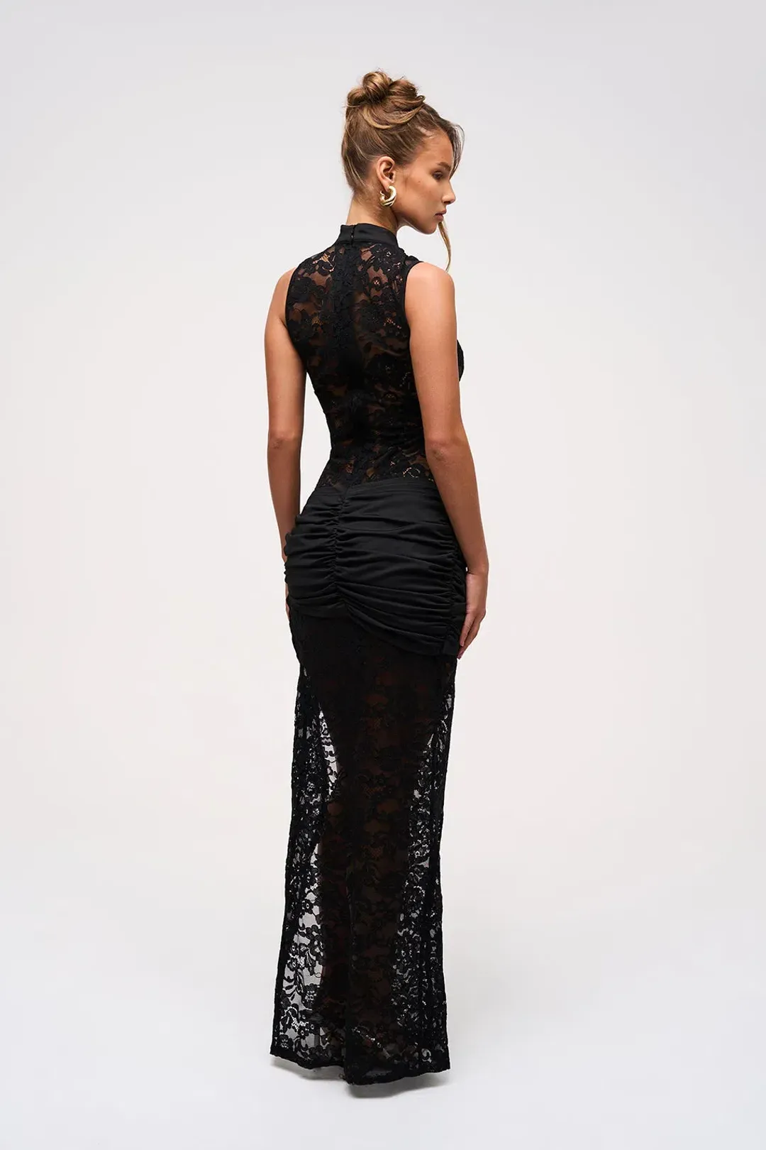 Murci Onyx Lace Keyhole Maxi Dress Black Size 10 for rent on The Volte - main image