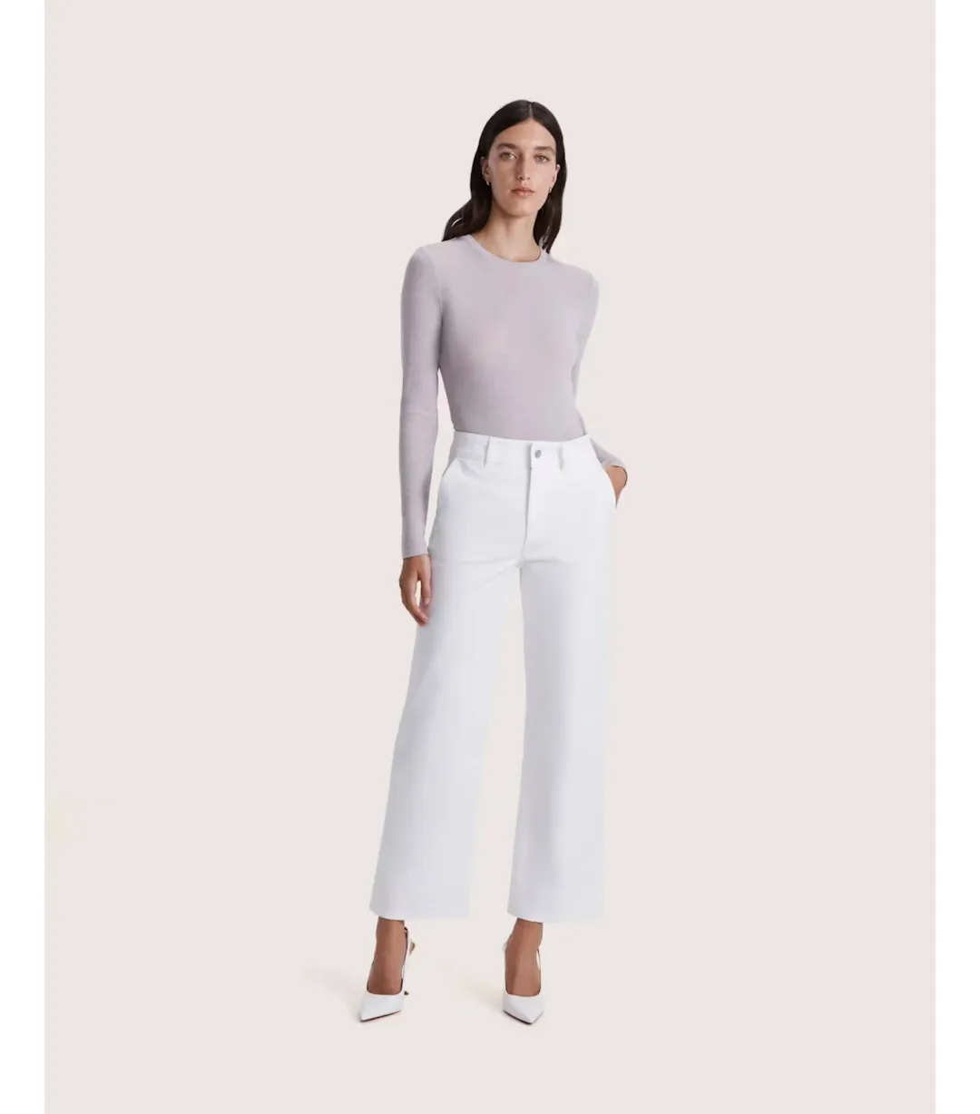 Saba Ava Wide Leg Midi Jean White Size AU 16 for rent on The Volte - main image
