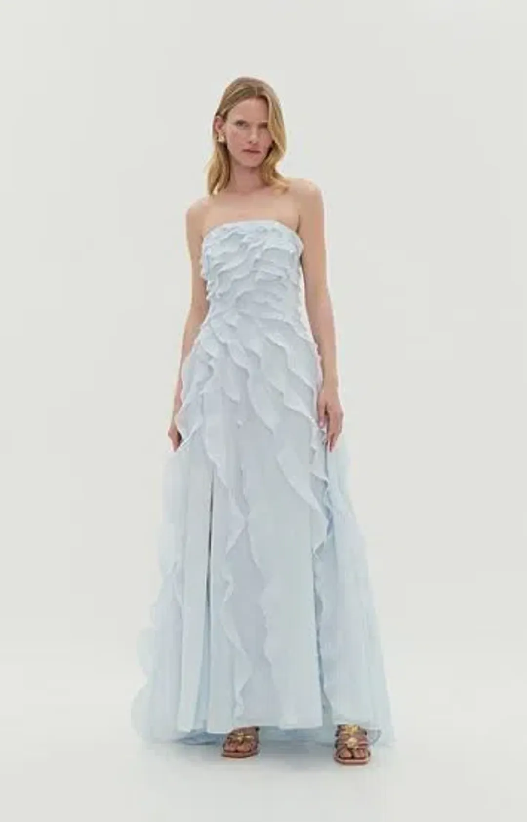 Aje Allaire Gown Maxi Dress in Pale Blue Size AU 10 for rent on The Volte - main image