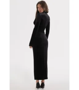 House of CB Arabella Corset Midi Dress Black Velvet Size AU 10  for rent on The Volte - image 4