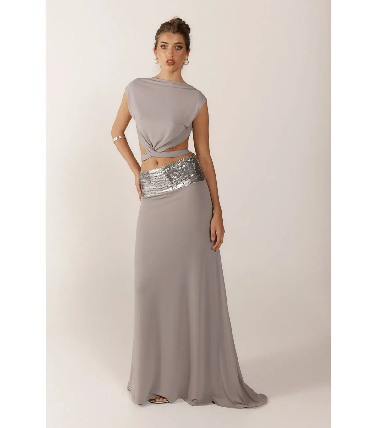 Ance Gria Lune Top and Skirt in Grey Size XS / AU 6 for rent on The Volte - main image