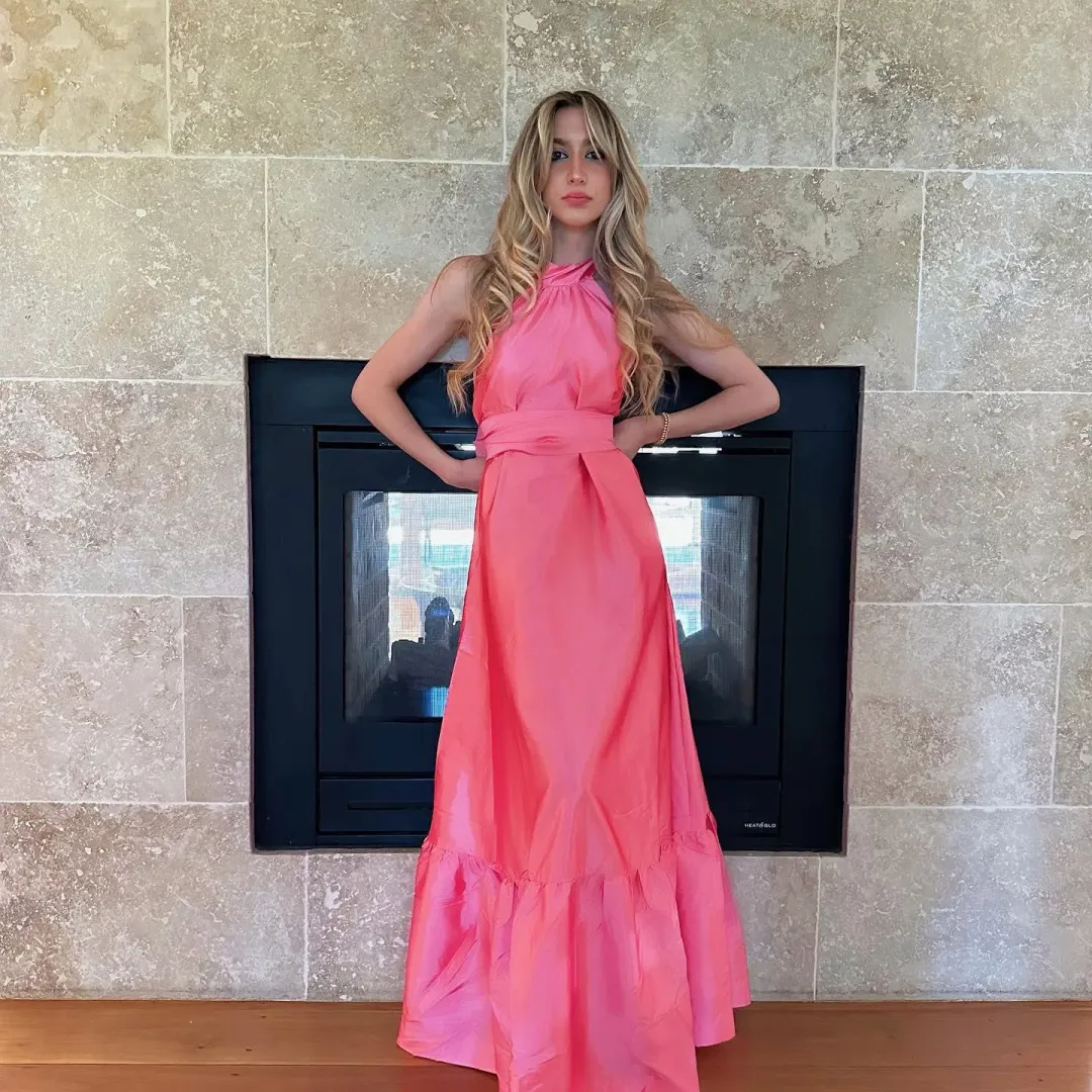 Hansen and Gretel Gateau Gown in Watermelon Pink Size AU 8 for rent on The Volte - main image