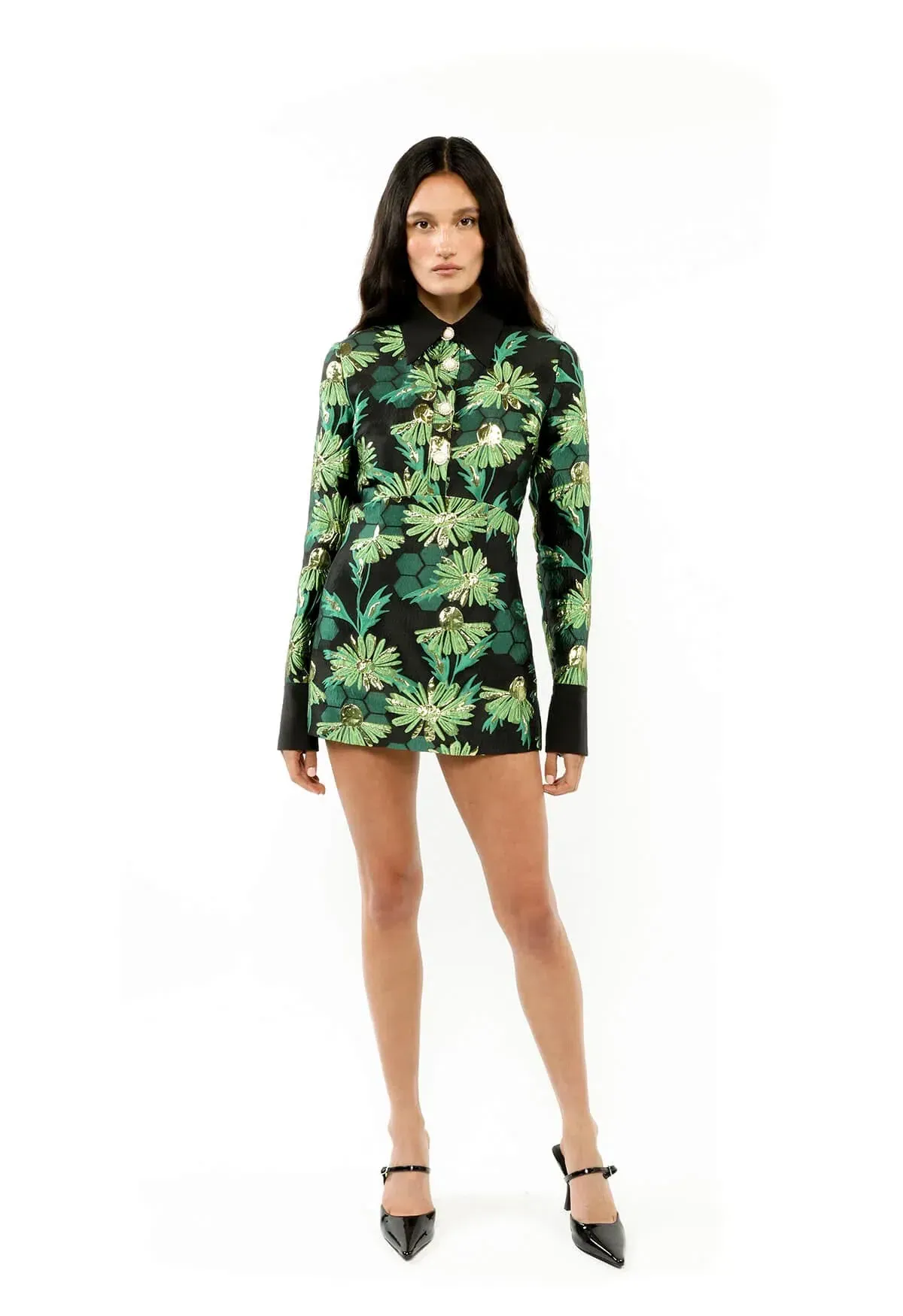 Alice Mccall Leebelle Mini Dress Black/green Size 8 for rent on The Volte - main image