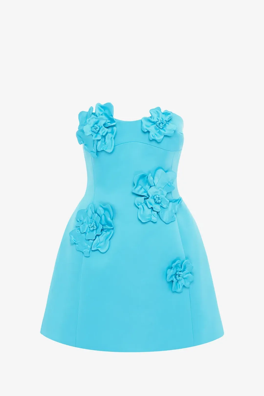 Leo Lin Rosario Floral Applique Bustier Mini Dress in Aqua Size 8 for rent on The Volte - main image