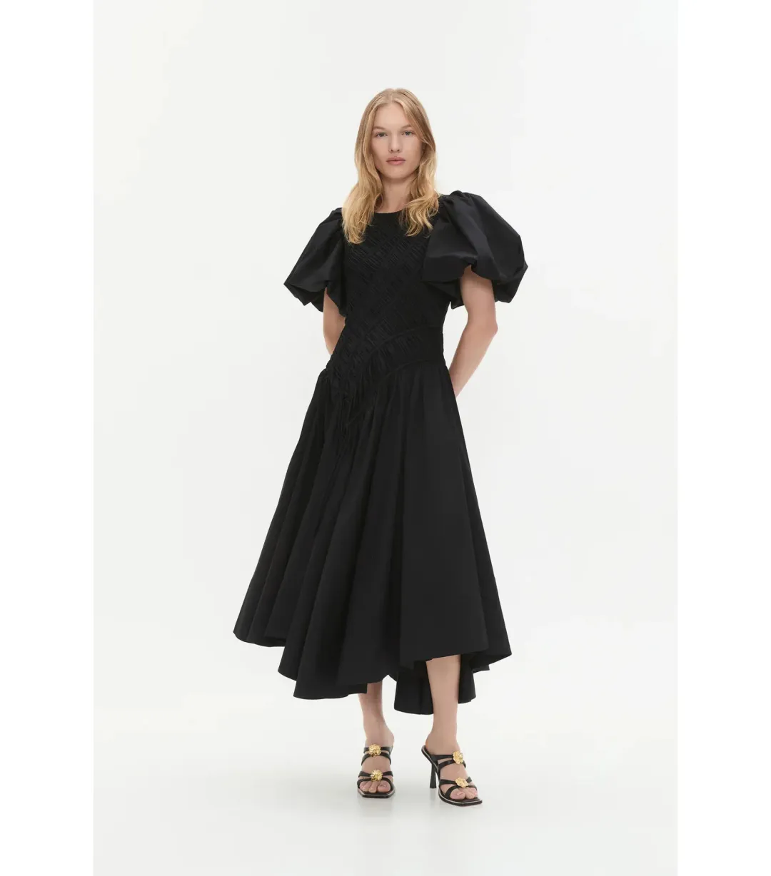 Aje Wisteria Midi Dress Black Size AU 8 for rent on The Volte - main image