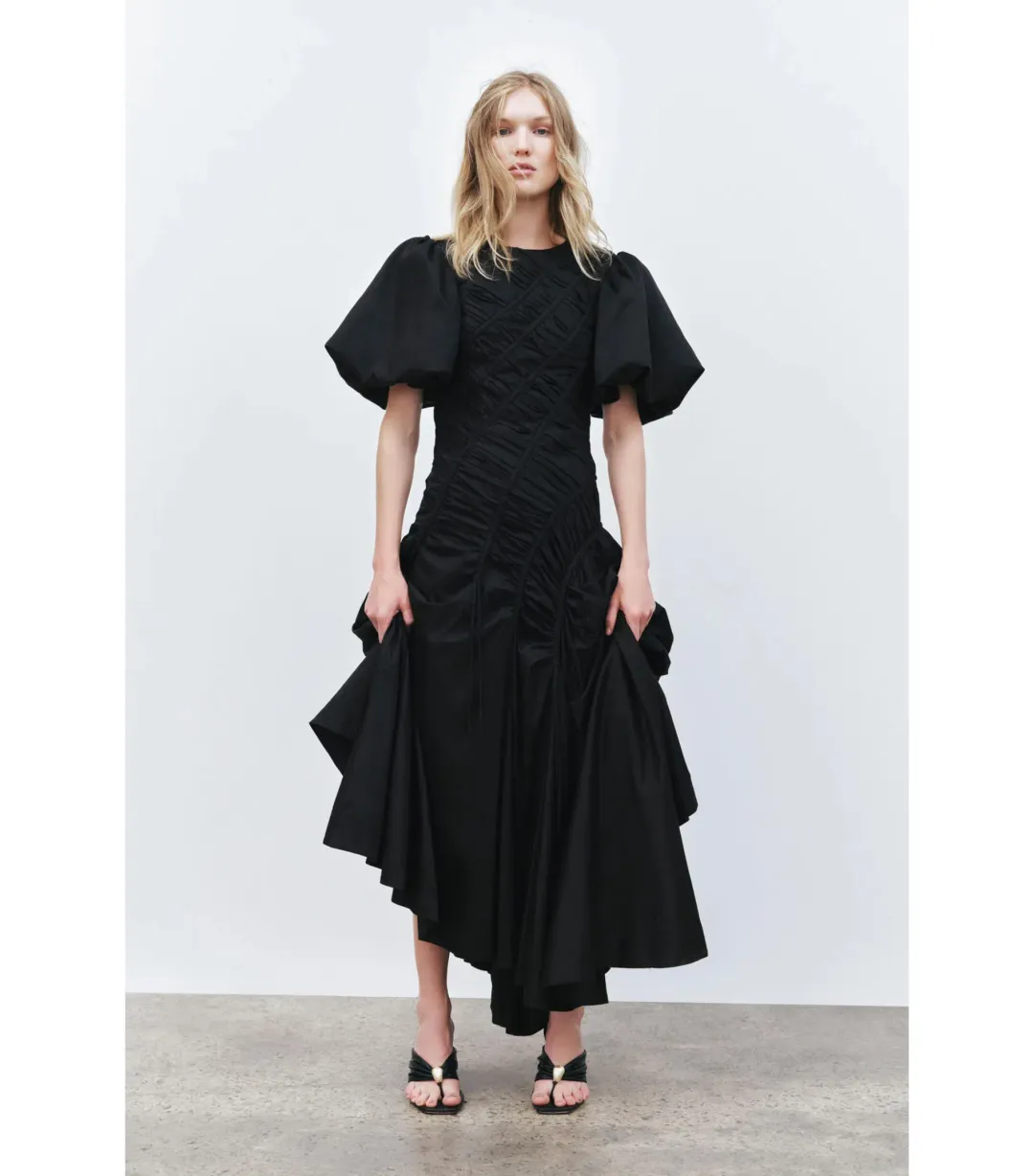 Aje Wisteria Midi Dress Black Size AU 8 for rent on The Volte - main image