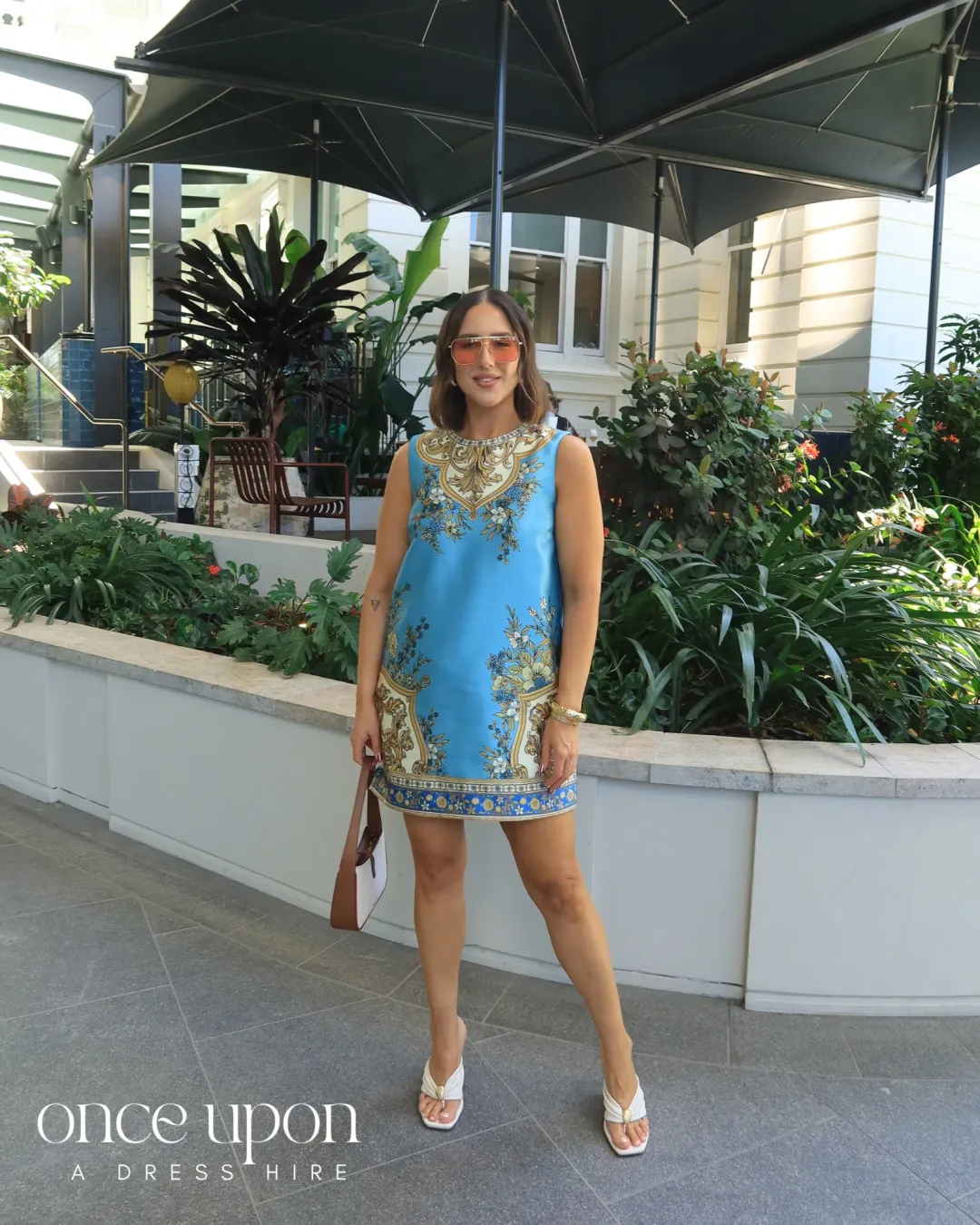 Alemais Cassie Exclusive Mini Dress in Blue Print Size 10 for rent on The Volte - main image