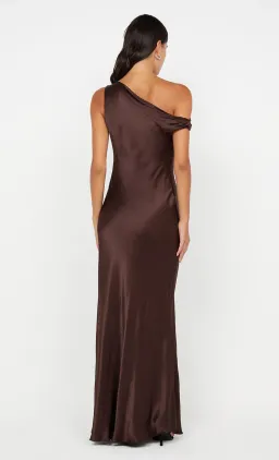 Bec & Bridge Sol Asym Maxi Dress Dark Chocolate Size AU 10 for rent on The Volte - image 2