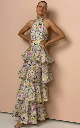 Aqua Blu Heather Dress Jardine Print Maxi Size AU 12 for rent on The Volte - image 1