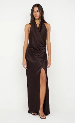 BEC & BRIDGE ELISIA WRAP MAXI DRESS / DARK CHOCOLATE / SIZE 6 for rent on The Volte - image 1
