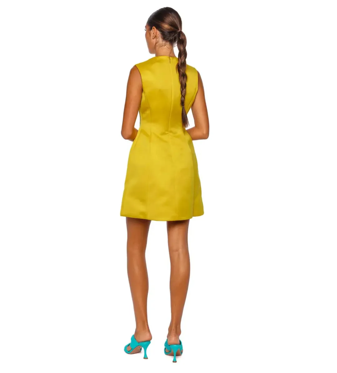 Leo Lin Bree V Neck Embroidery Mini Dress in Mustard Size 10 for rent on The Volte - main image