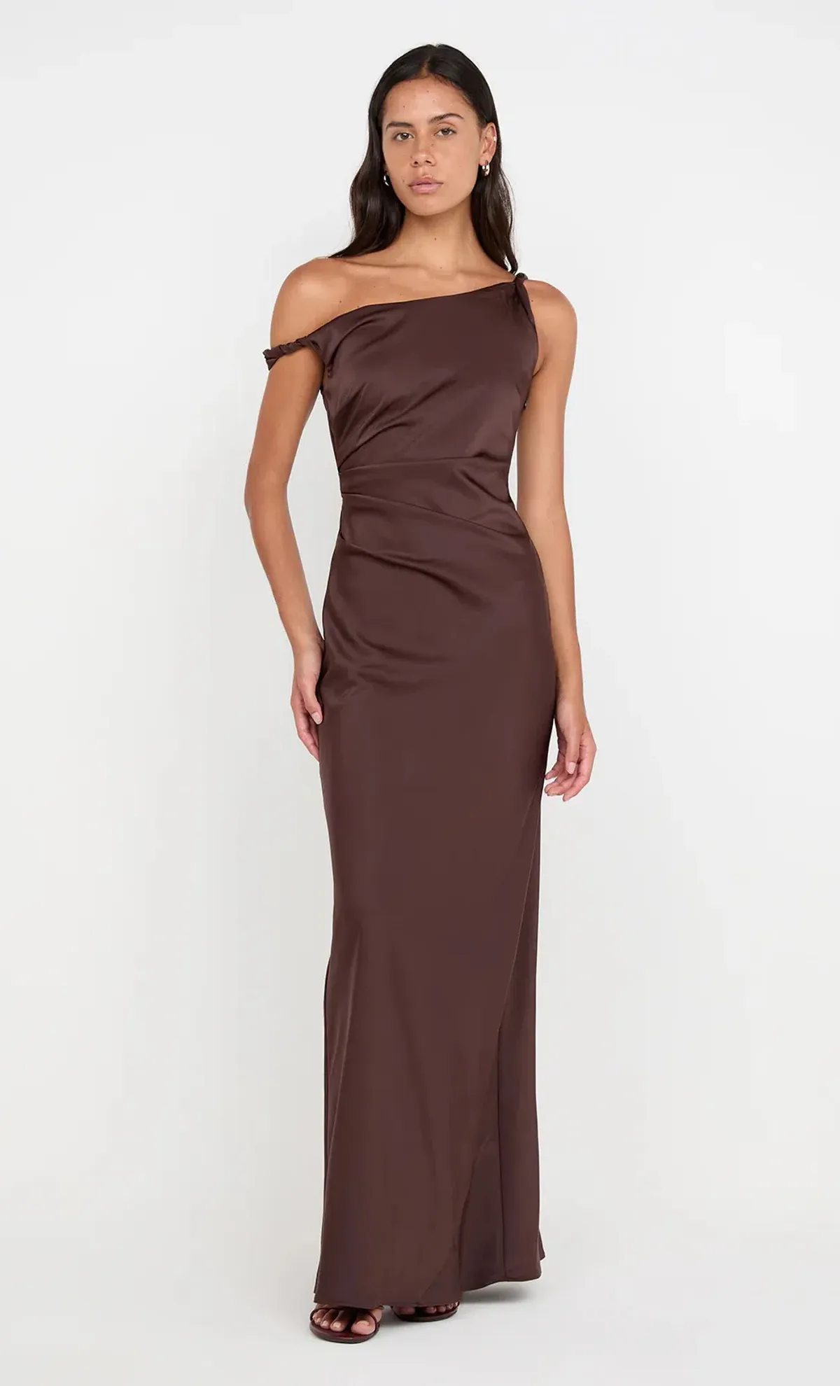 Bec & Bridge Lunetta Twist Strap Dress Maxi Dark Chocolate Size AU 8 for rent on The Volte - main image