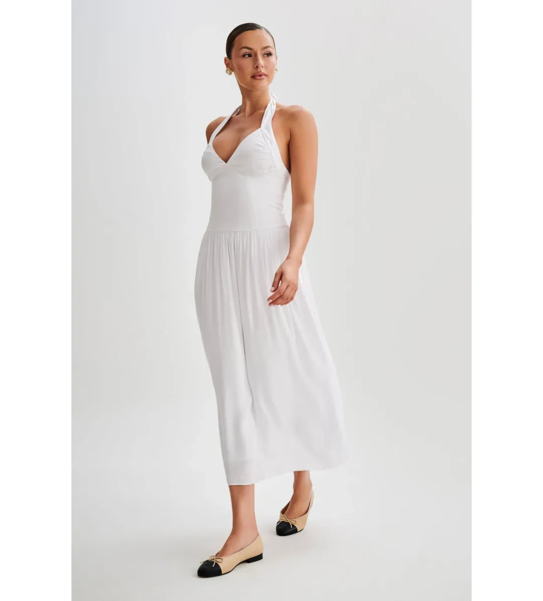 Meshki Harriette Halter Midi Dress in White Size XS / AU 6 for rent on The Volte - main image