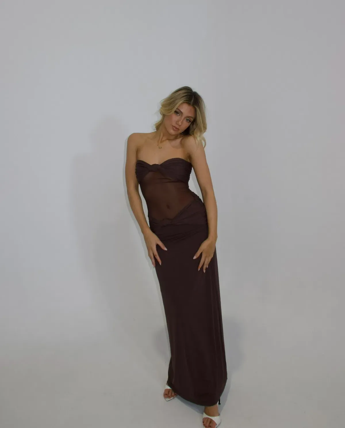 Sasha Therese Amara Maxi Dress Brown Size 8 for rent on The Volte - main image