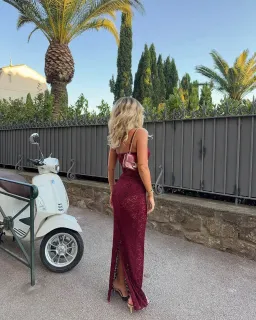 Arcina Ori Margot Maxi Dress in Red Wine Size AU 8 for rent on The Volte - image 5