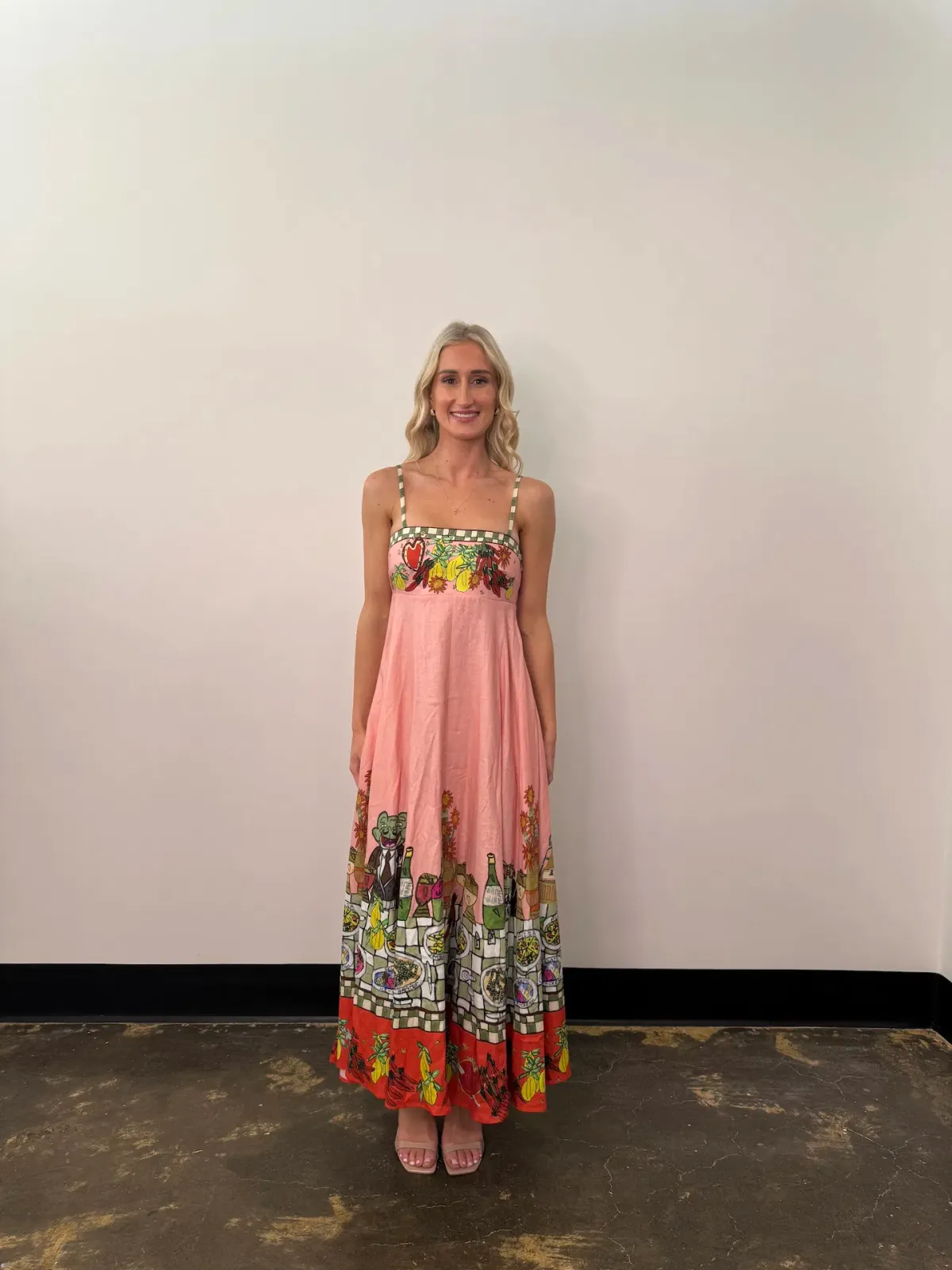 Alemais Contessa Midi Sundress Pink Print Size 8 for rent on The Volte - main image