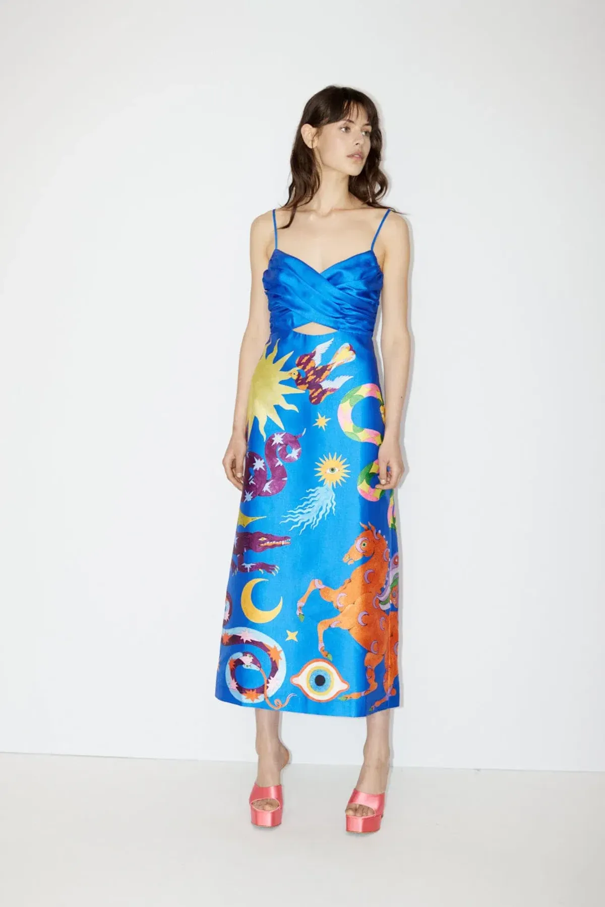 Alemais Guardian Midi Dress Blue Print Size 14 for rent on The Volte - main image
