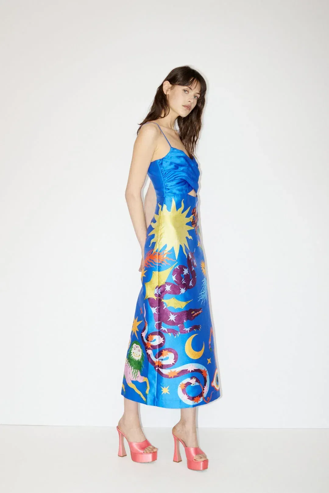 Alemais Guardian Midi Dress Blue Print Size 14 for rent on The Volte - main image