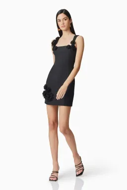 Elliatt Trompe 3D Floral Mini Dress in Black   Size XS/AU 6 for rent on The Volte - image 2
