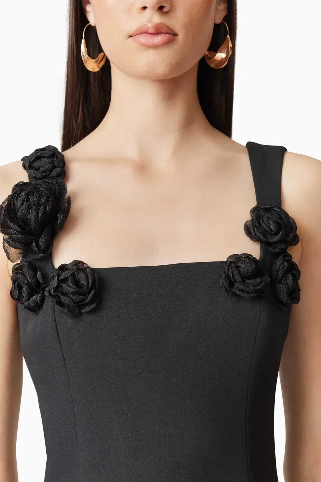 Elliatt Trompe 3D Floral Mini Dress in Black   Size XS/AU 6 for rent on The Volte - main image