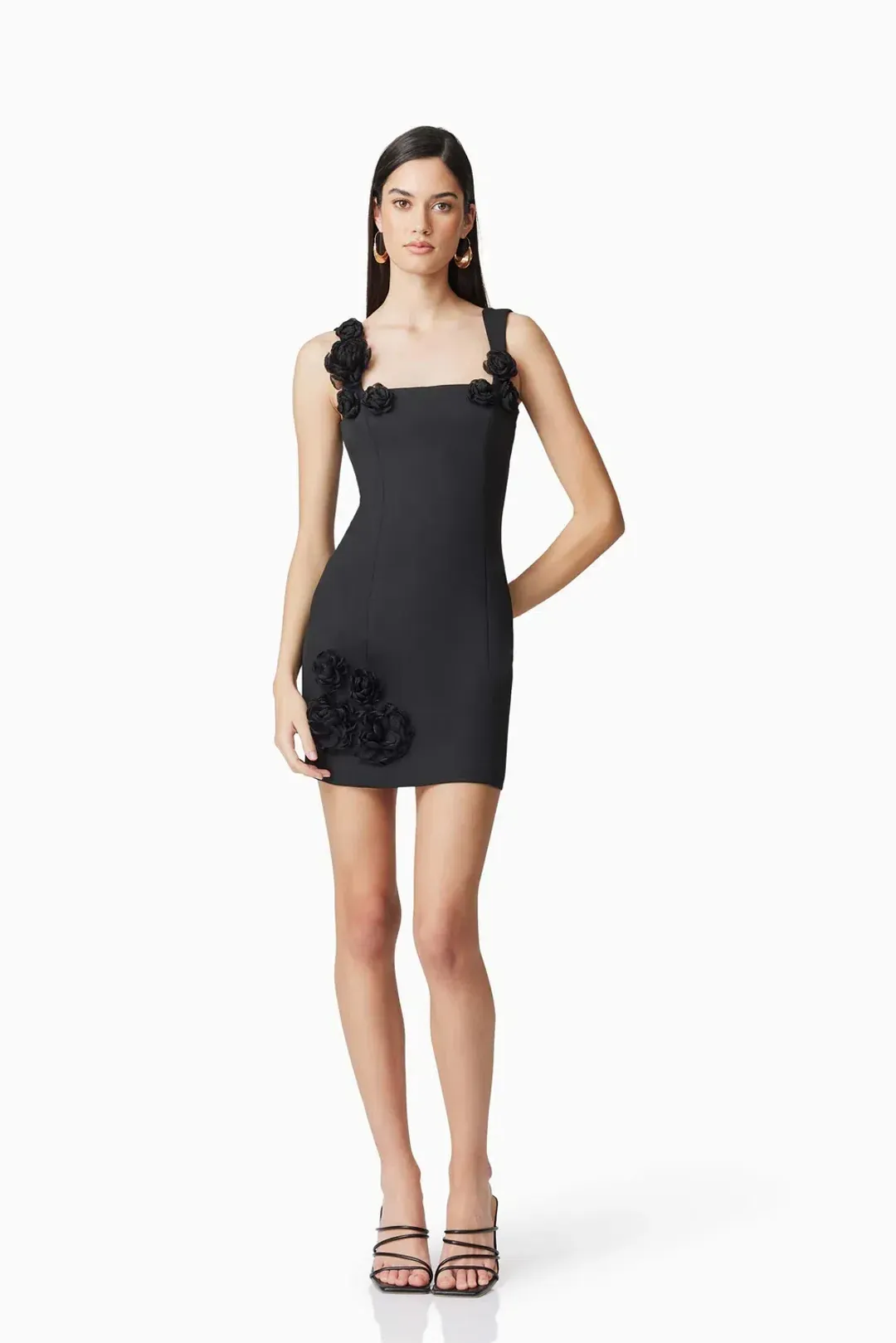 Elliatt Trompe 3D Floral Mini Dress in Black   Size XS/AU 6 for rent on The Volte - main image