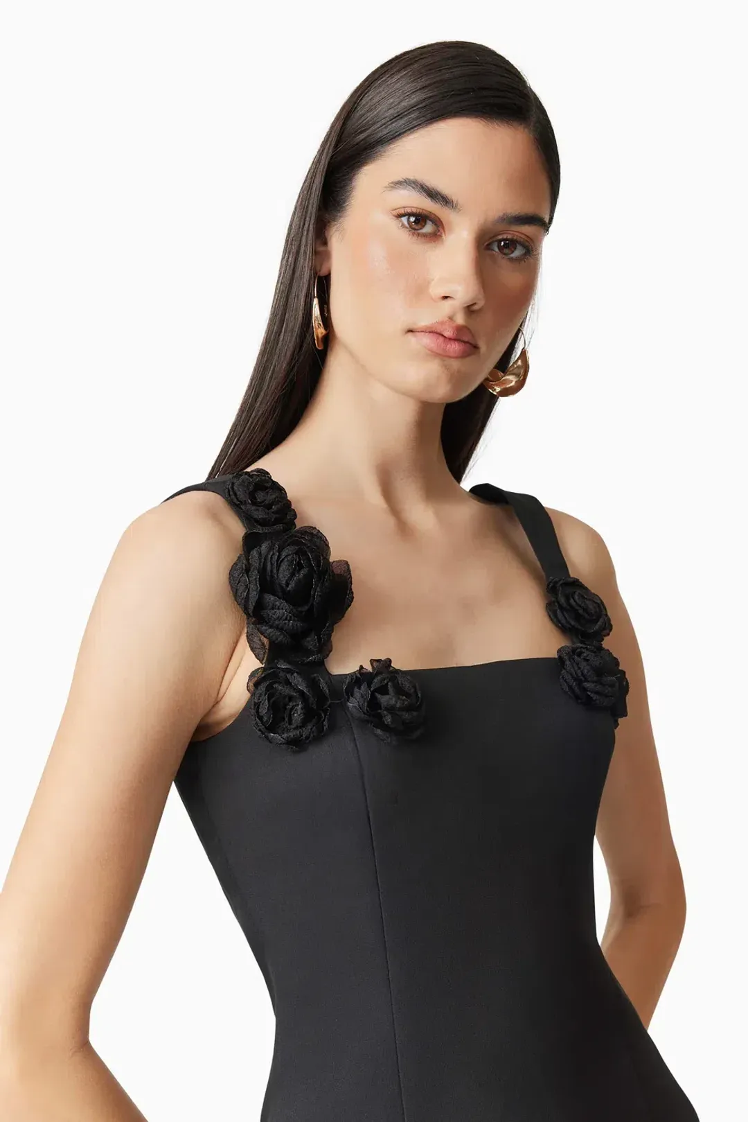 Elliatt Trompe 3D Floral Mini Dress in Black   Size XS/AU 6 for rent on The Volte - main image