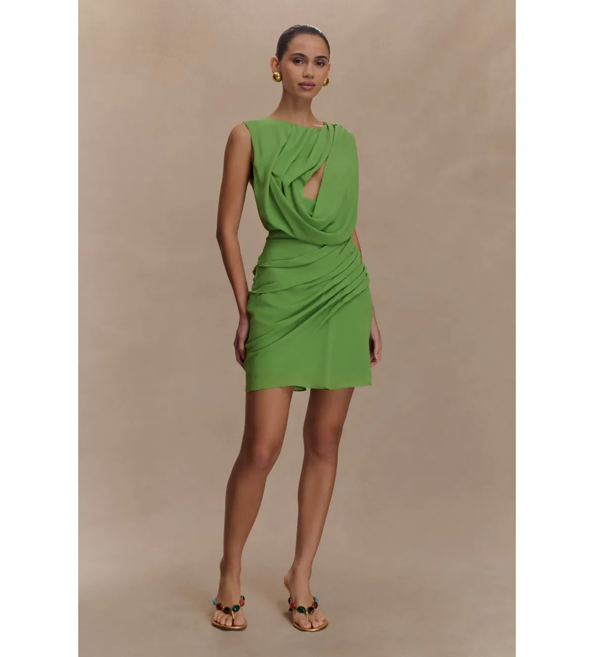 Meshki Oria Chiffon Mini Dress Green Size XXL/AU 16 for rent on The Volte - main image