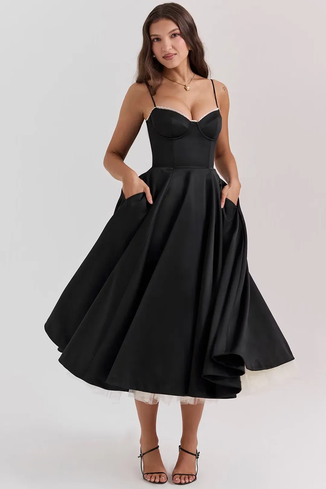 House Of CB Mademoiselle Black Tulle Midi Dress Size AU 8 for rent on The Volte - main image